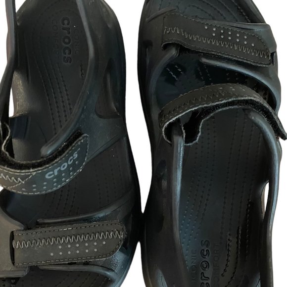 Croc Shoes Men Size 11 Black Swiftwater River Sandal Comfort Outdoors Traction - Picture 8 of 15